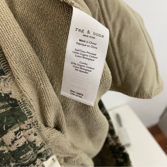 Rag & Bone City Mini Sweatshort Army Multi Womens Large Camo Green Pockets Terry - Picture 9 of 12